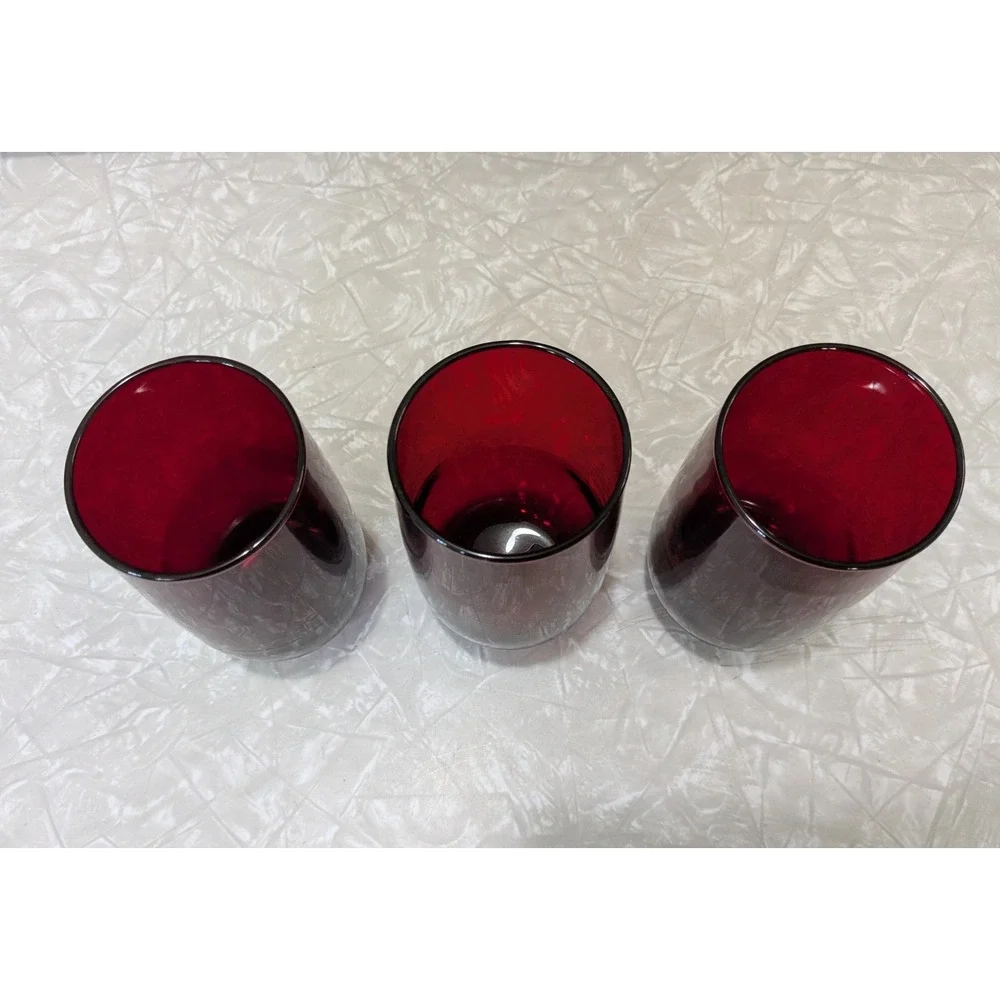 Vintage‎ Anchor Hocking Royal Ruby Roly Poly 5in Flat Iced Tea Tumblers Set of 3